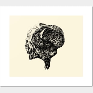 Bison head Posters and Art